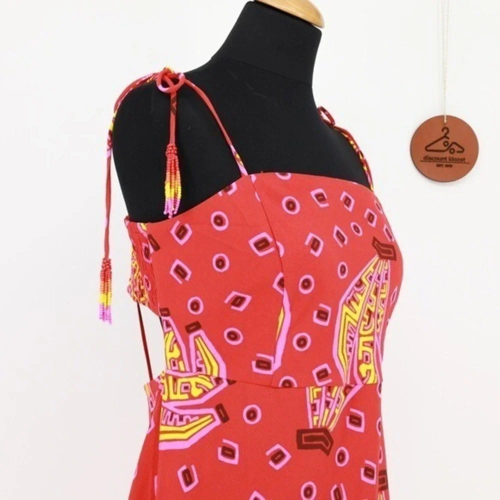 House of Harlow 1960 Banana Print Cutout Dress Beaded Tassels Medium NWT Resort - Picture 5 of 9